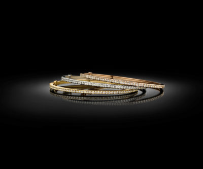 Bracelets en diamant contemporains en or jaune, blanc et rose.